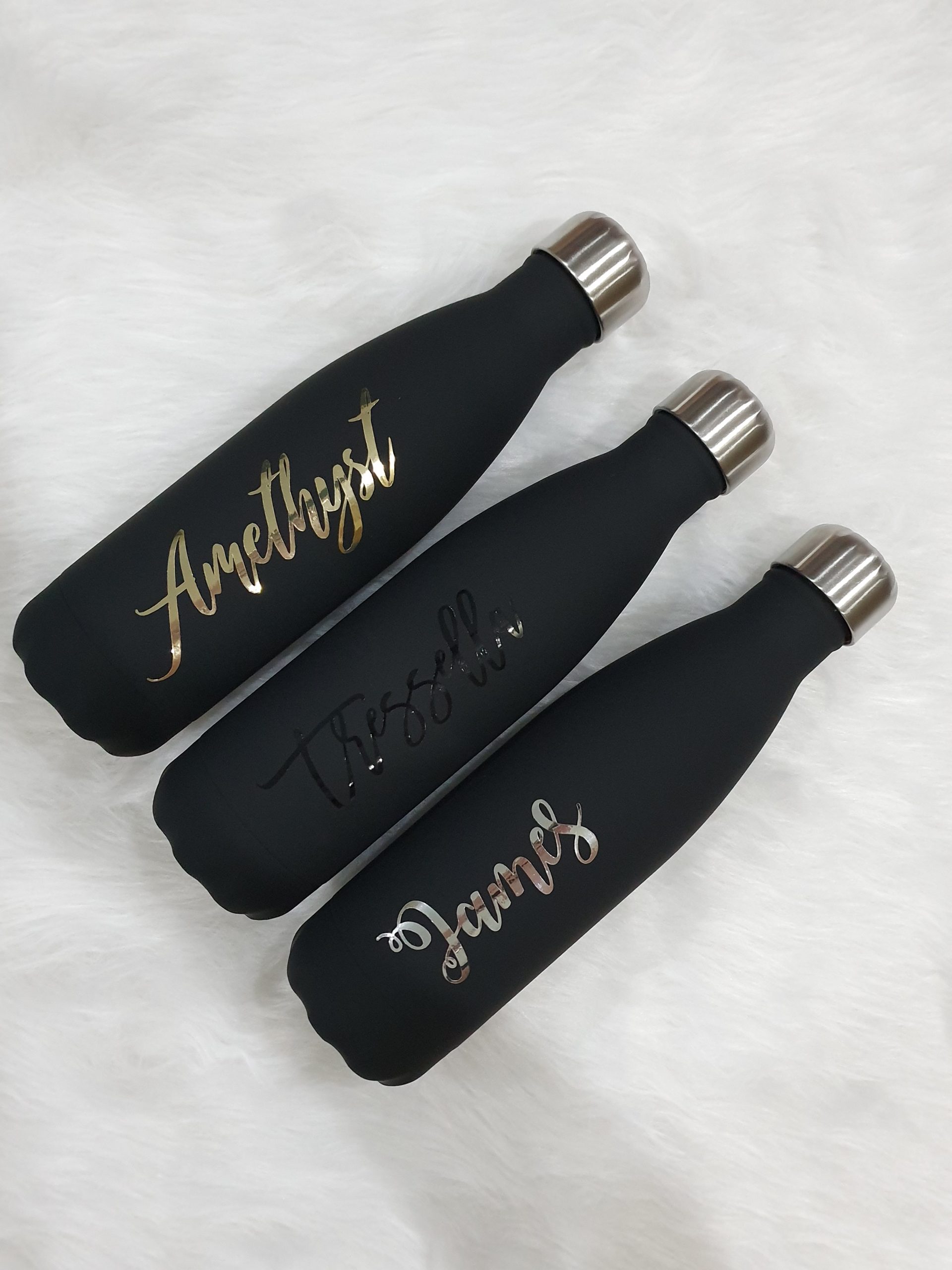 Personalised Stainless Steel Thermal Flask/Water Bottle/Gifts (Matte Black)