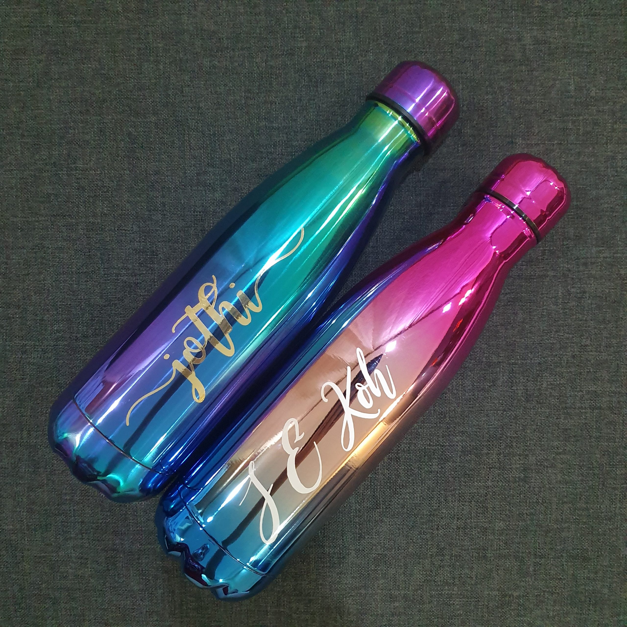 Personalised Stainless Steel Thermal Flask/Water Bottle/Gifts (Pink&Blue Ombre)
