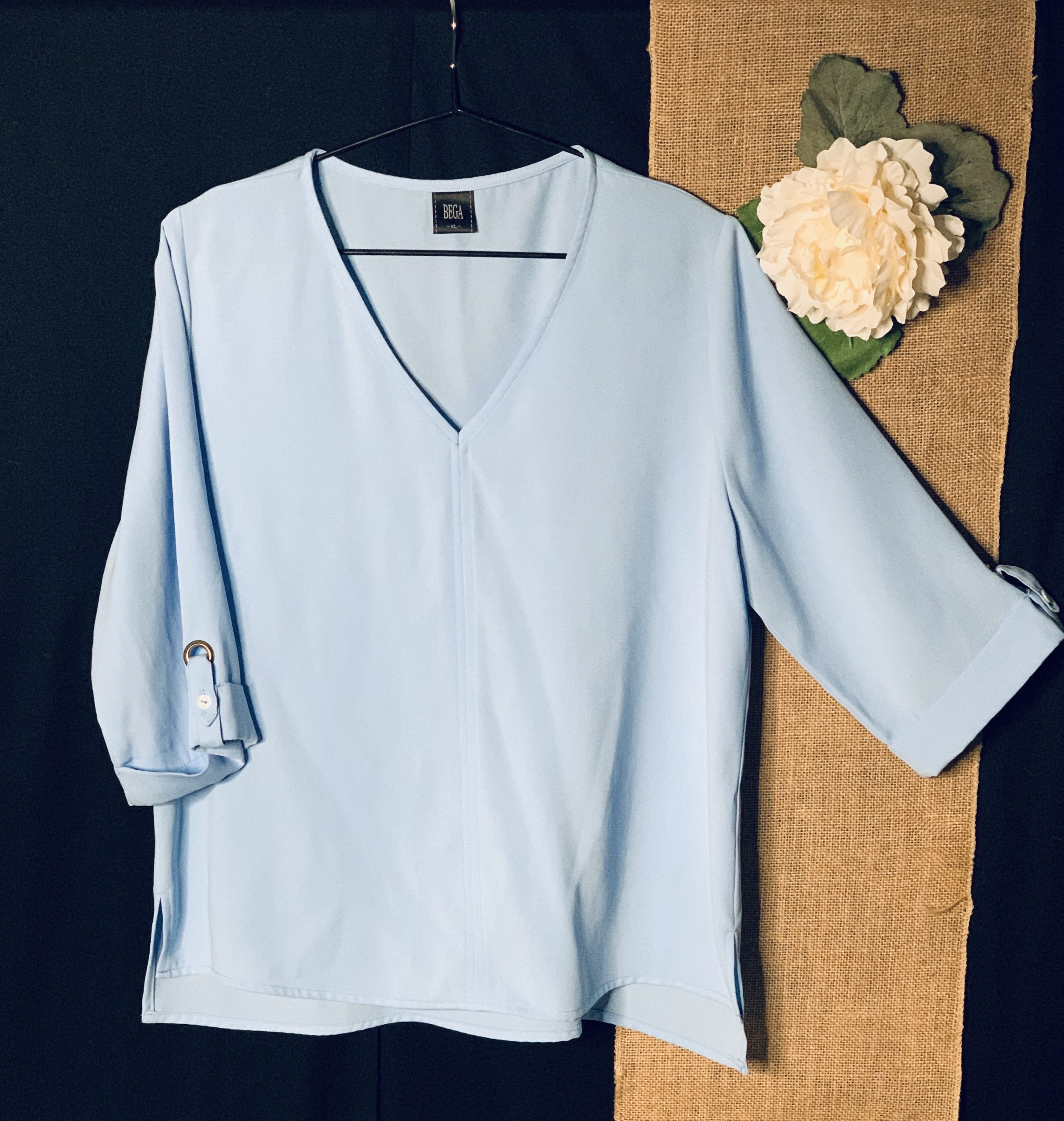 light blue blouse