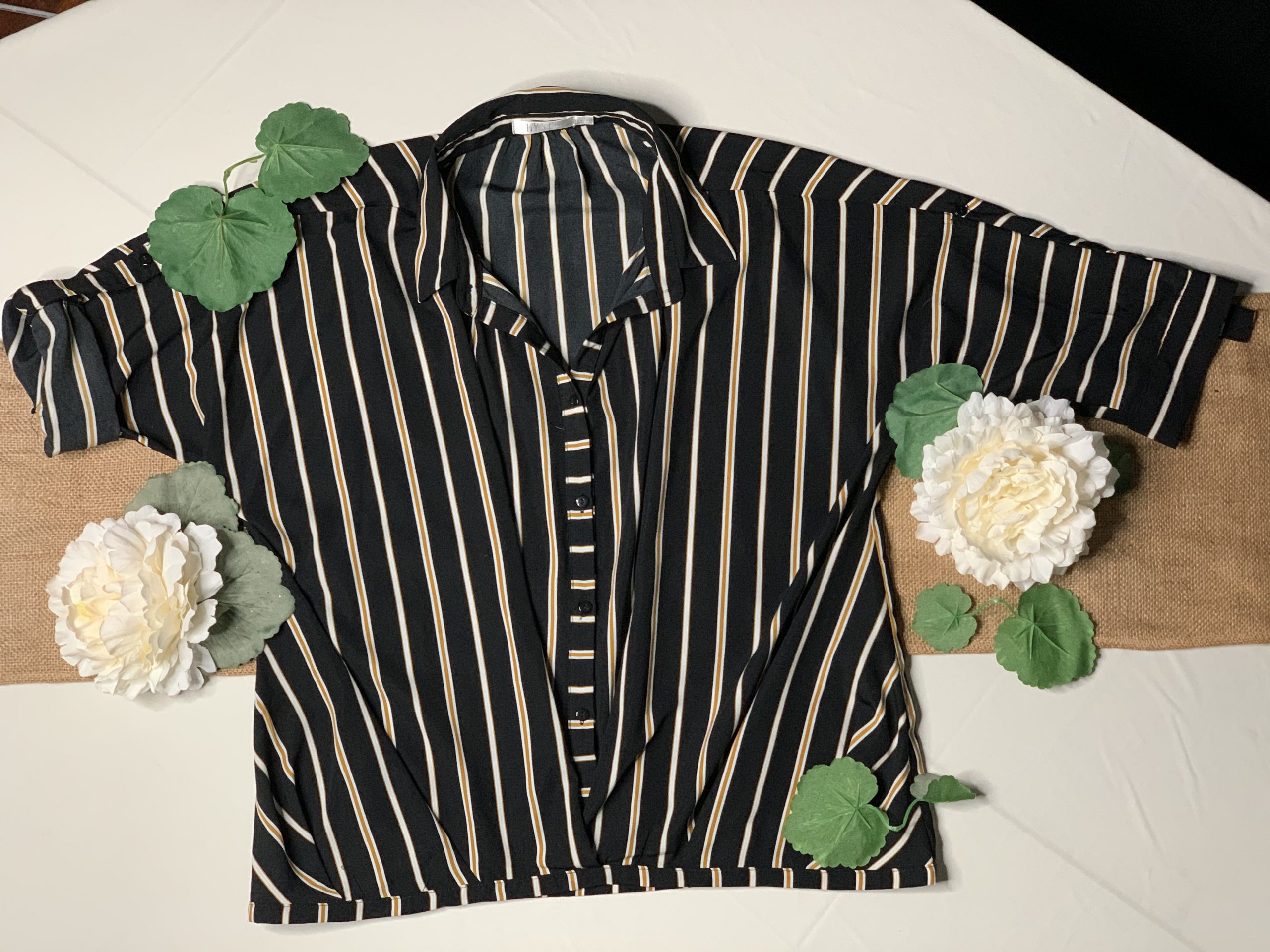 black blouse with stripes