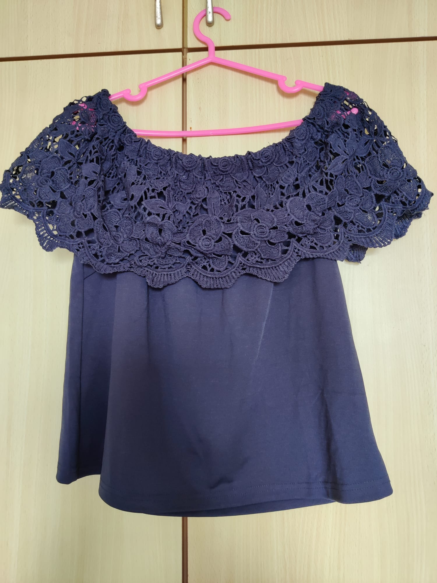 dark blue lacy blouse